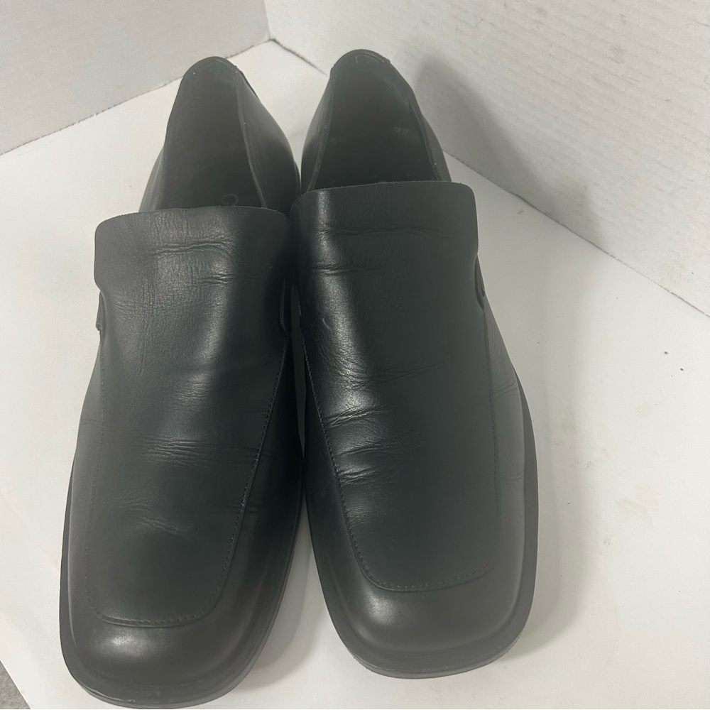Authentic GUCCI Men’s Leather Loafers Black Luxury Silver Logo 10.5E/44.5 - Picture 2 of 8